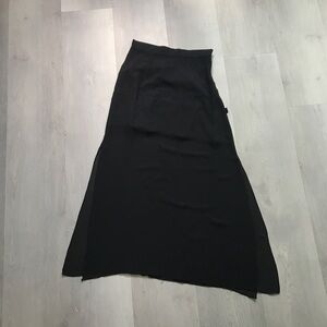 STYLE NANDA SKIRT BLACK SHEER MIDI SIDE SLITS LINER WOMENS MEDIUM